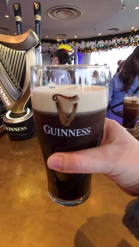 a glass of guinness at the guinness storehouse in dublin