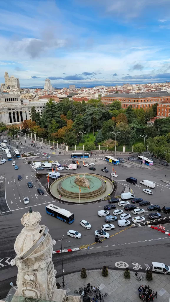 view from cibeles palace in madrid, part of madrid in 5 days itinerary