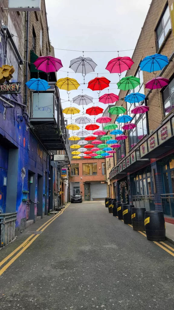 umbrella street in dublin, part of the 4 day dublin itinerary