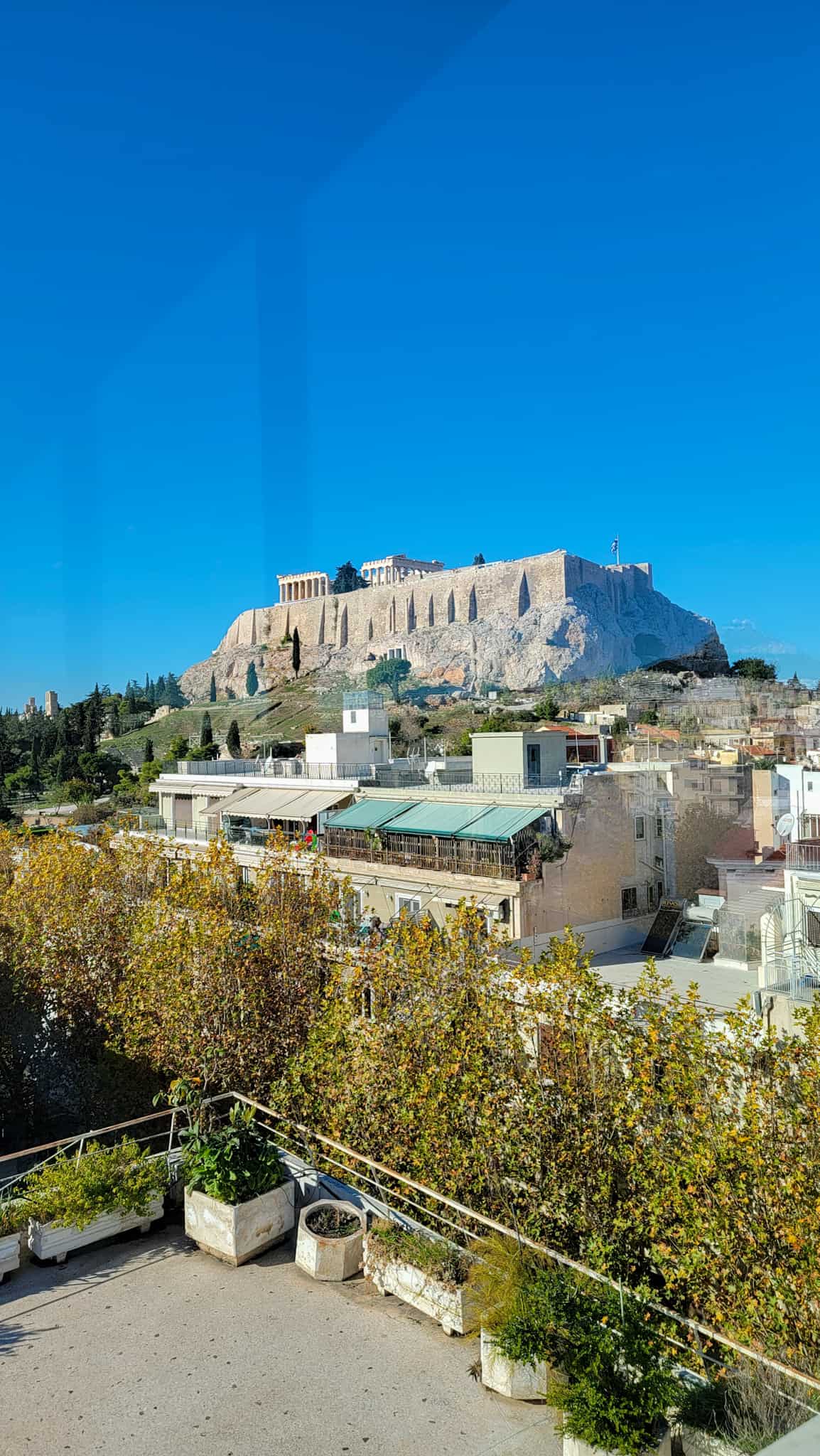 view of acropolis from sense rooftop restaurant