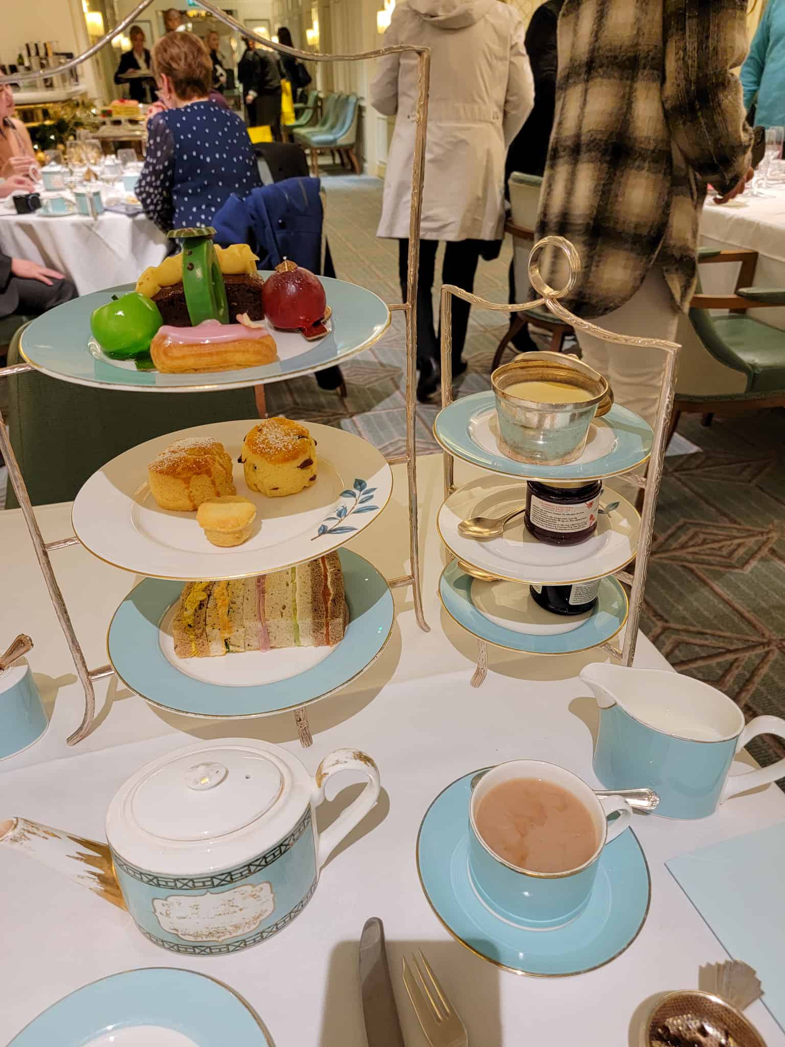 table with afternoon tea in london