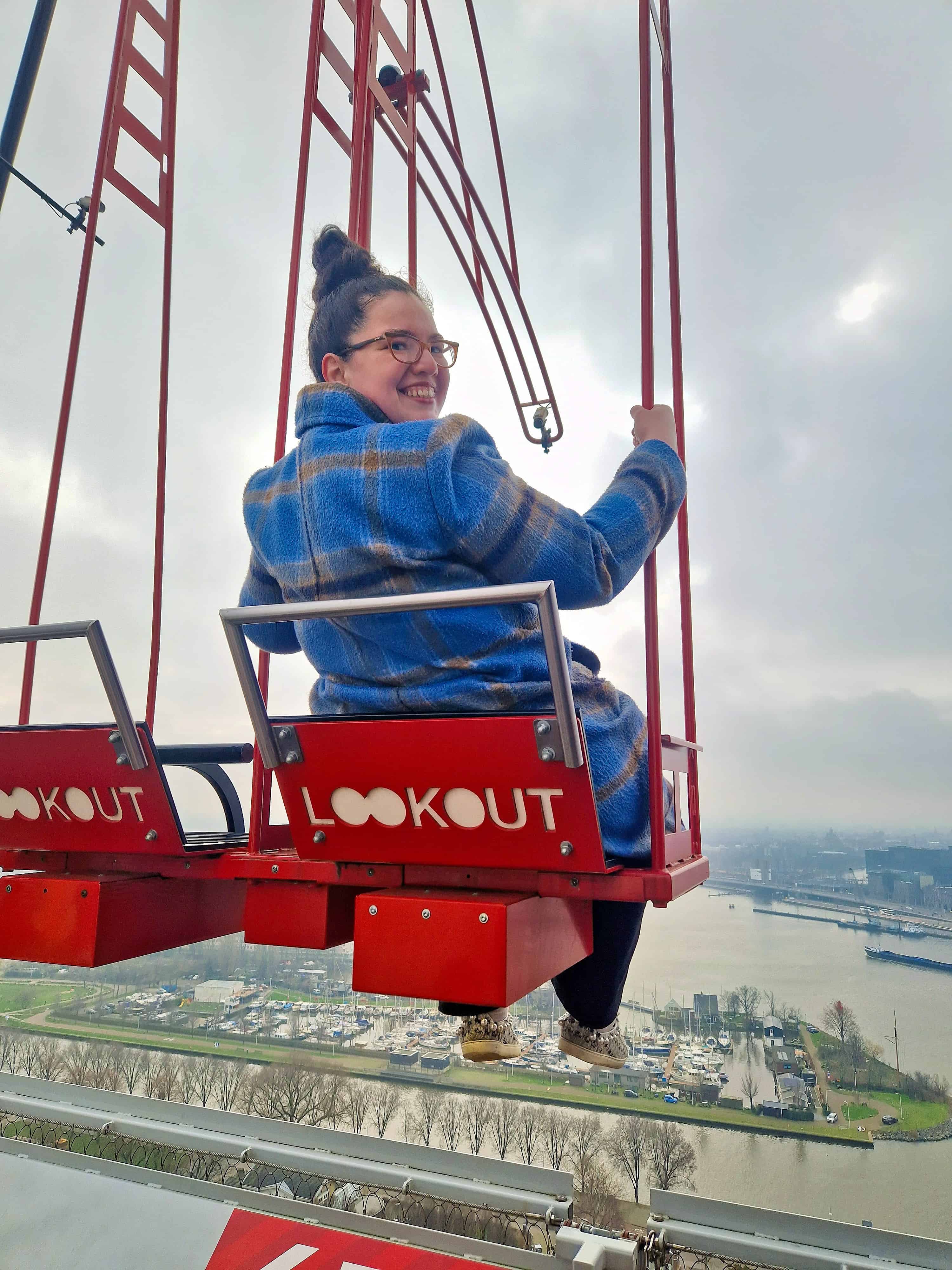 me on a swing that's 100 meters high in amsterdam