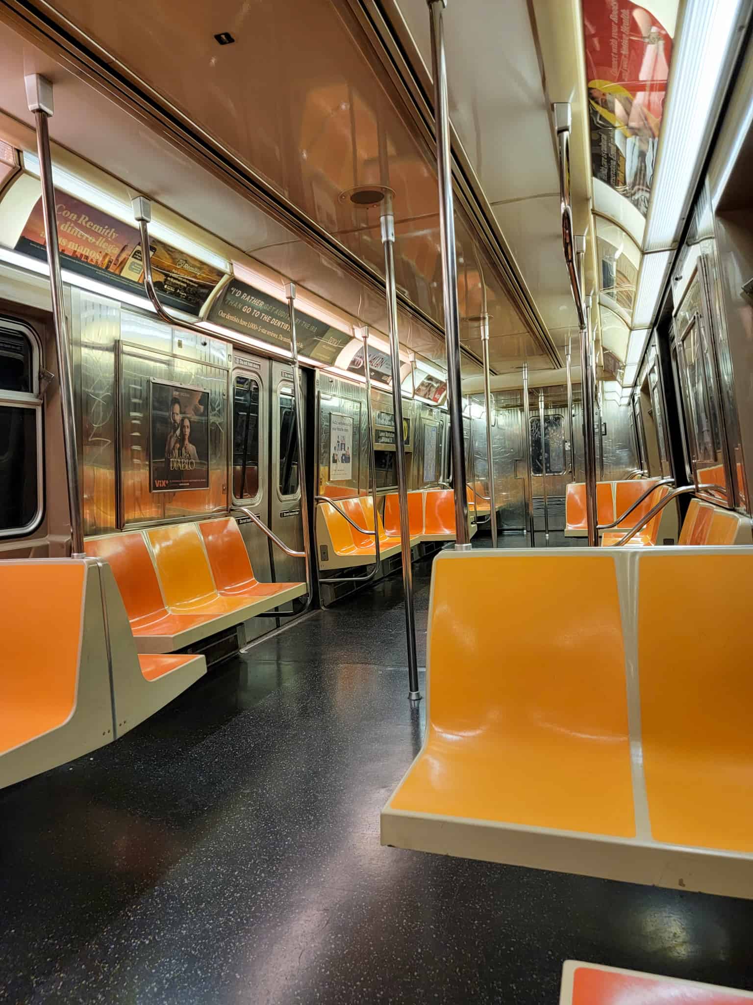 Empty car of a NYC subway
