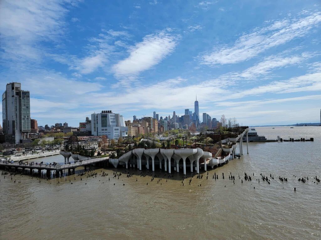 view from Pier 57 Rooftop Park in NYC
