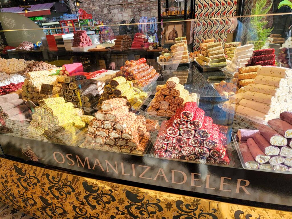 piles of turkish delight at a shop in istanbul