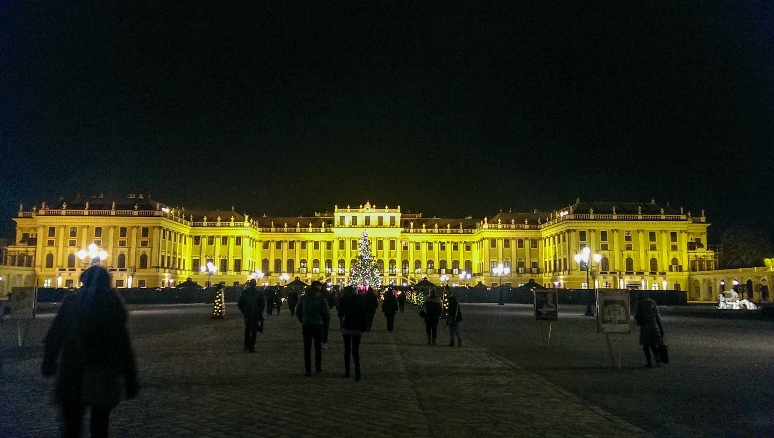 schonbrunn palace in vienna at night, a must see when you solo traven in Vienna