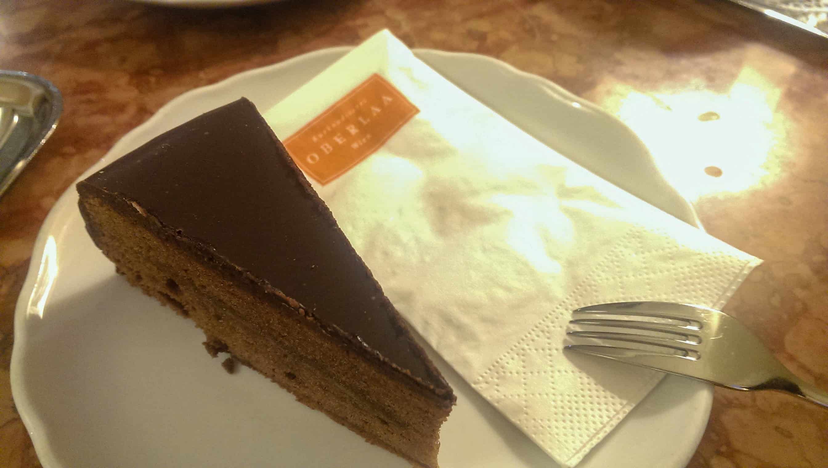 slice of sacher torte at a cafe in vienna