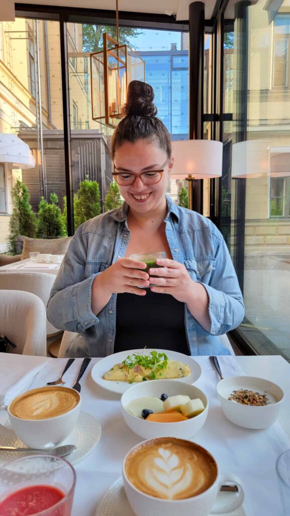the author at breakfast at the waldorf astoria helsinki