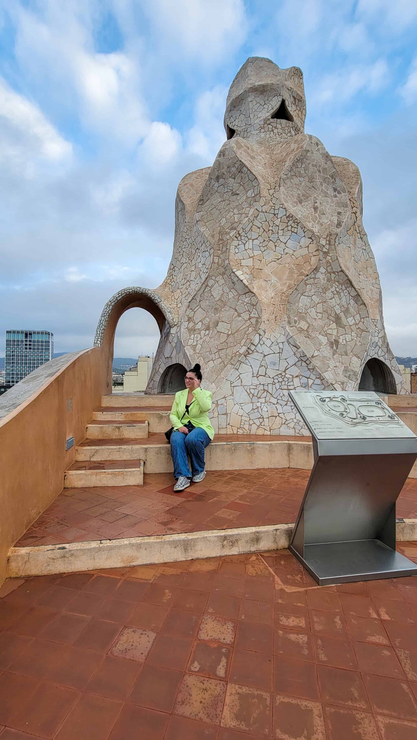 the author at casa mila, part of the barcelona 3 day itinerary