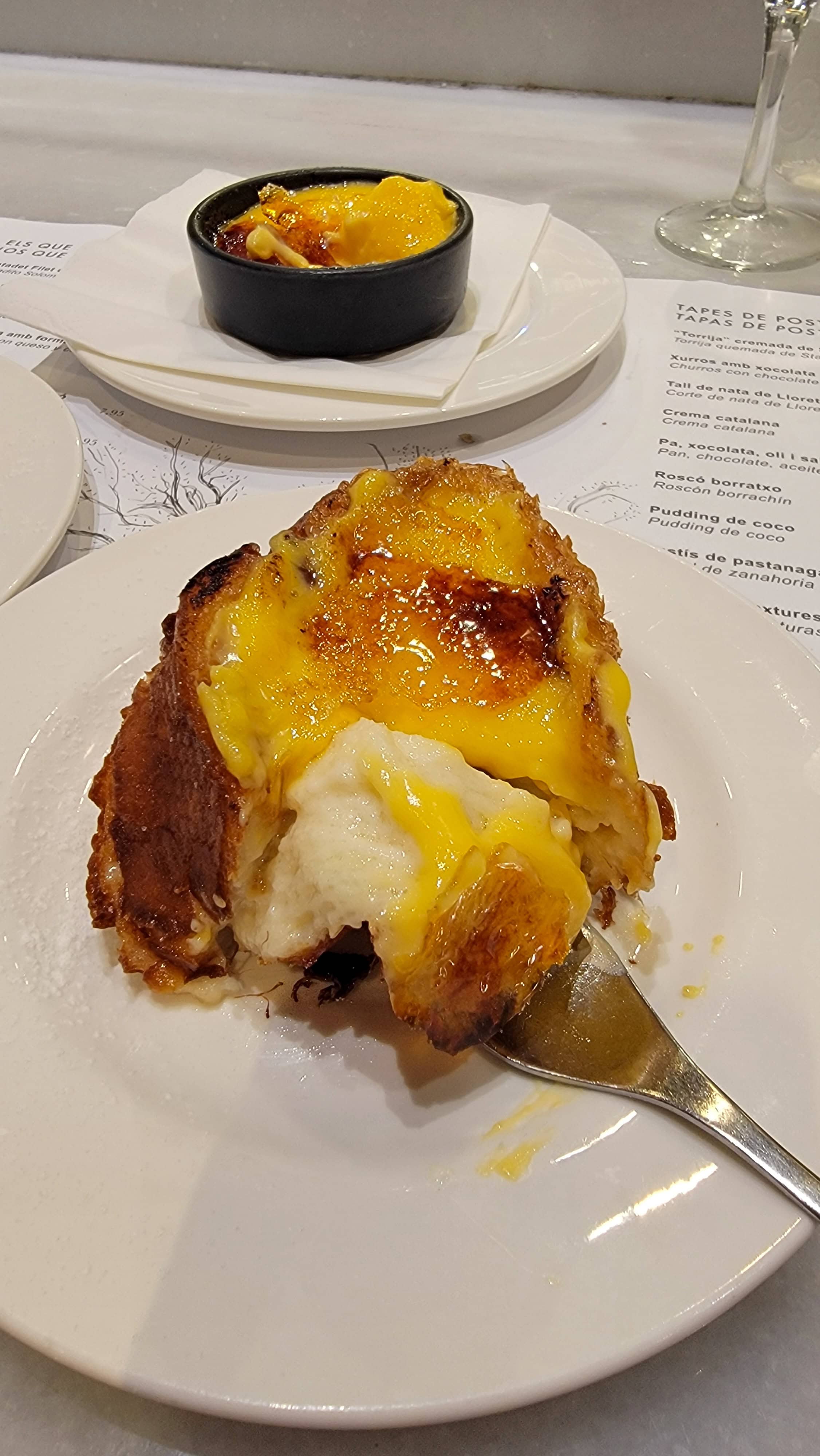 torrijas at a restaurant in barcelona