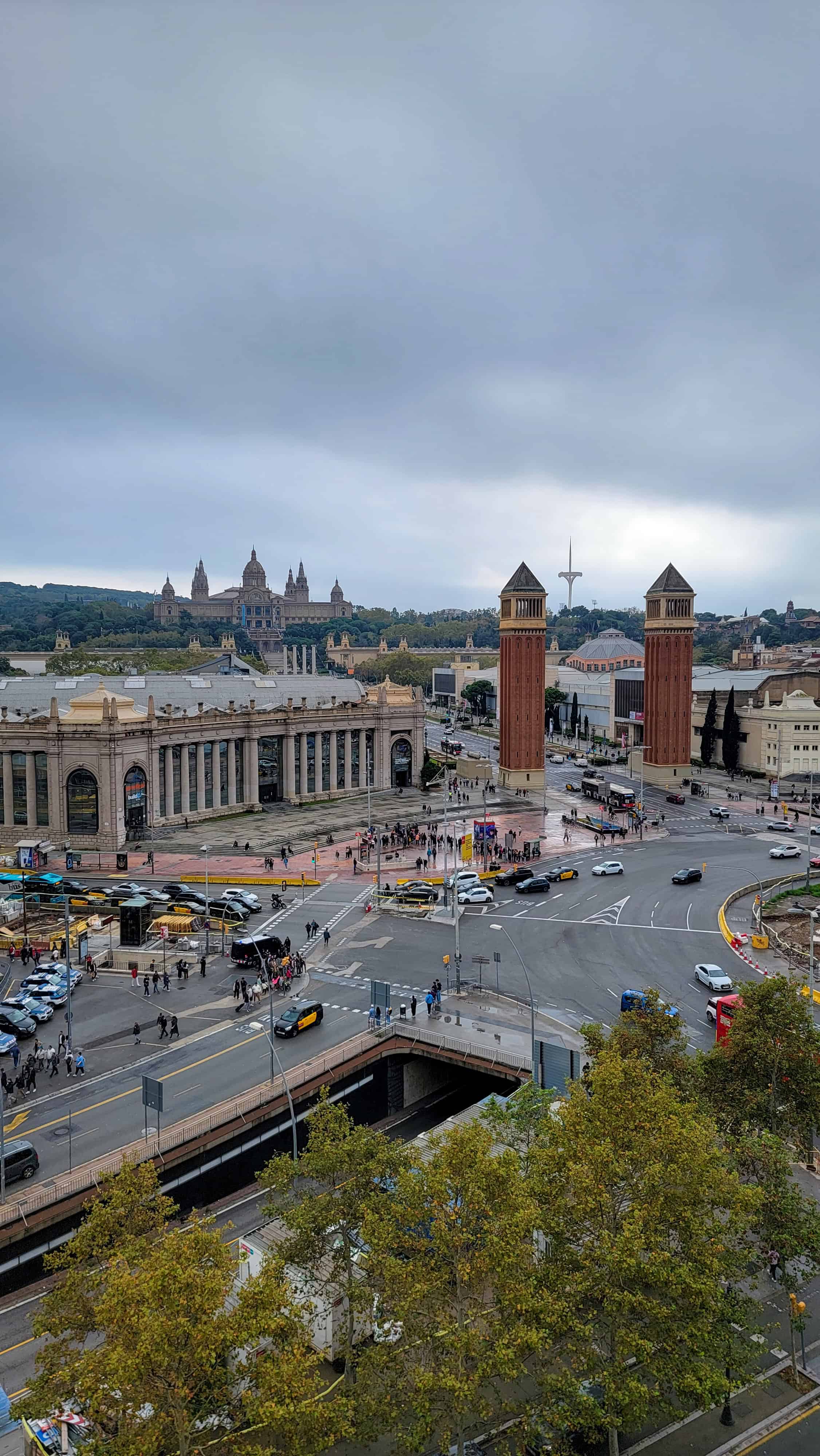 view of montjuic hill in barcelona