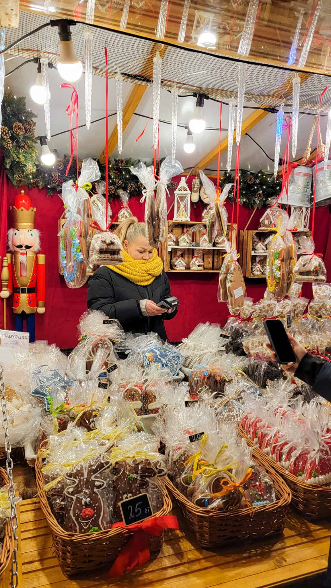 stall selling candy at warsaw christmas market