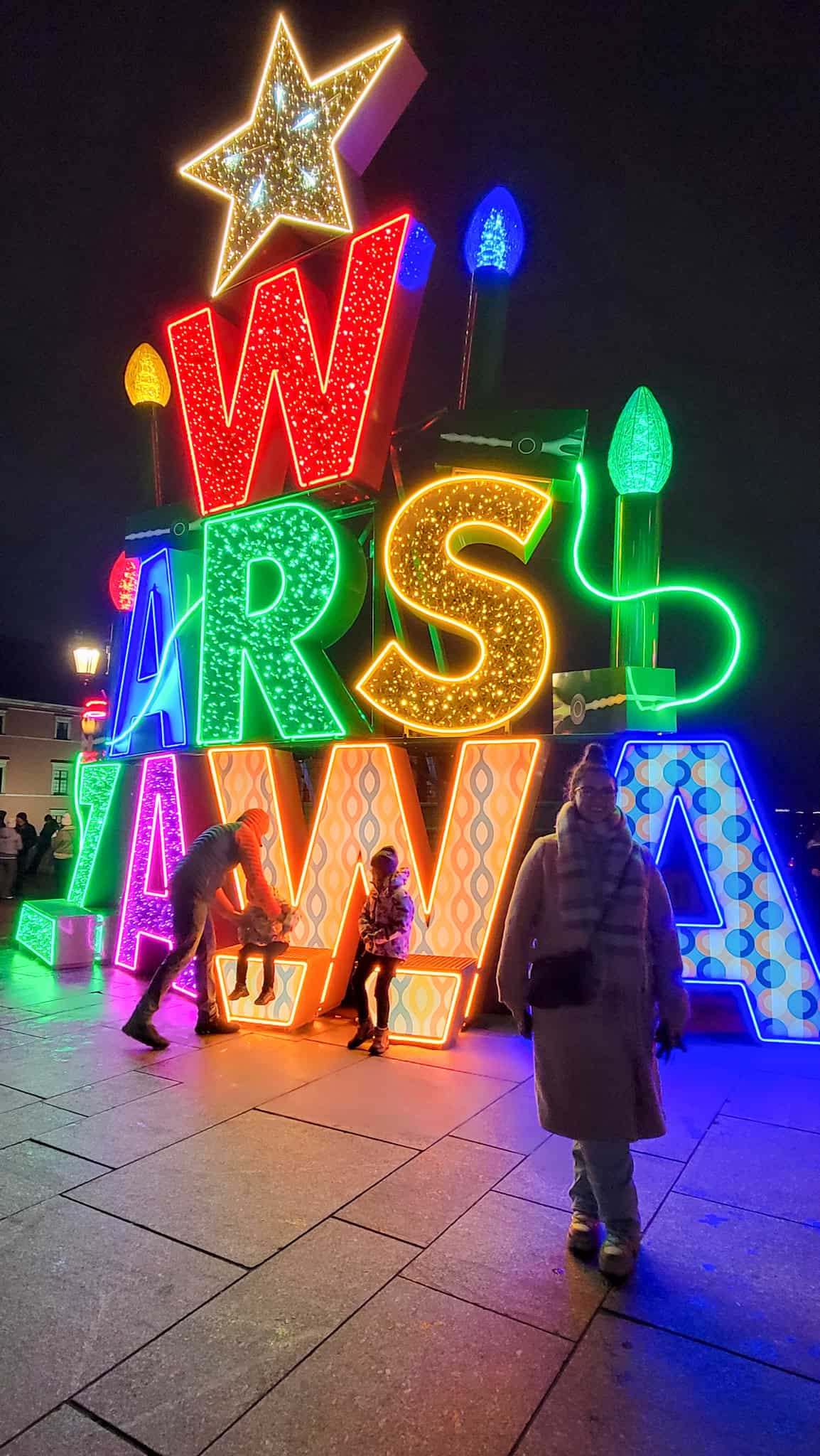 warsaw sign at warsaw christmas market