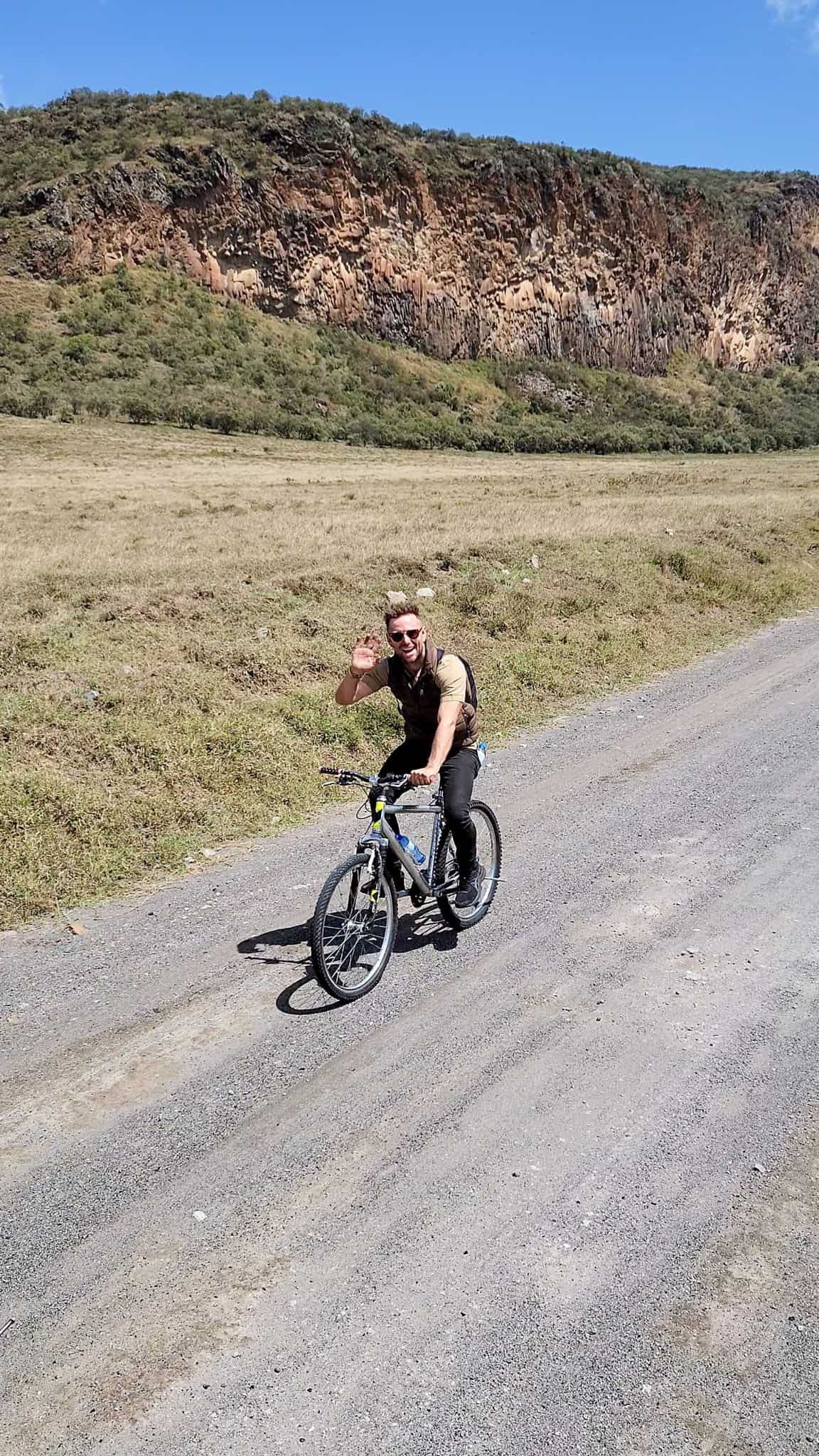 a man on a bike in hell's gate national park