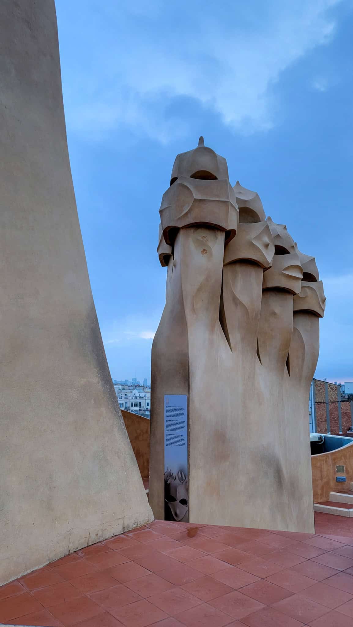 statues on casa mila's rooftop