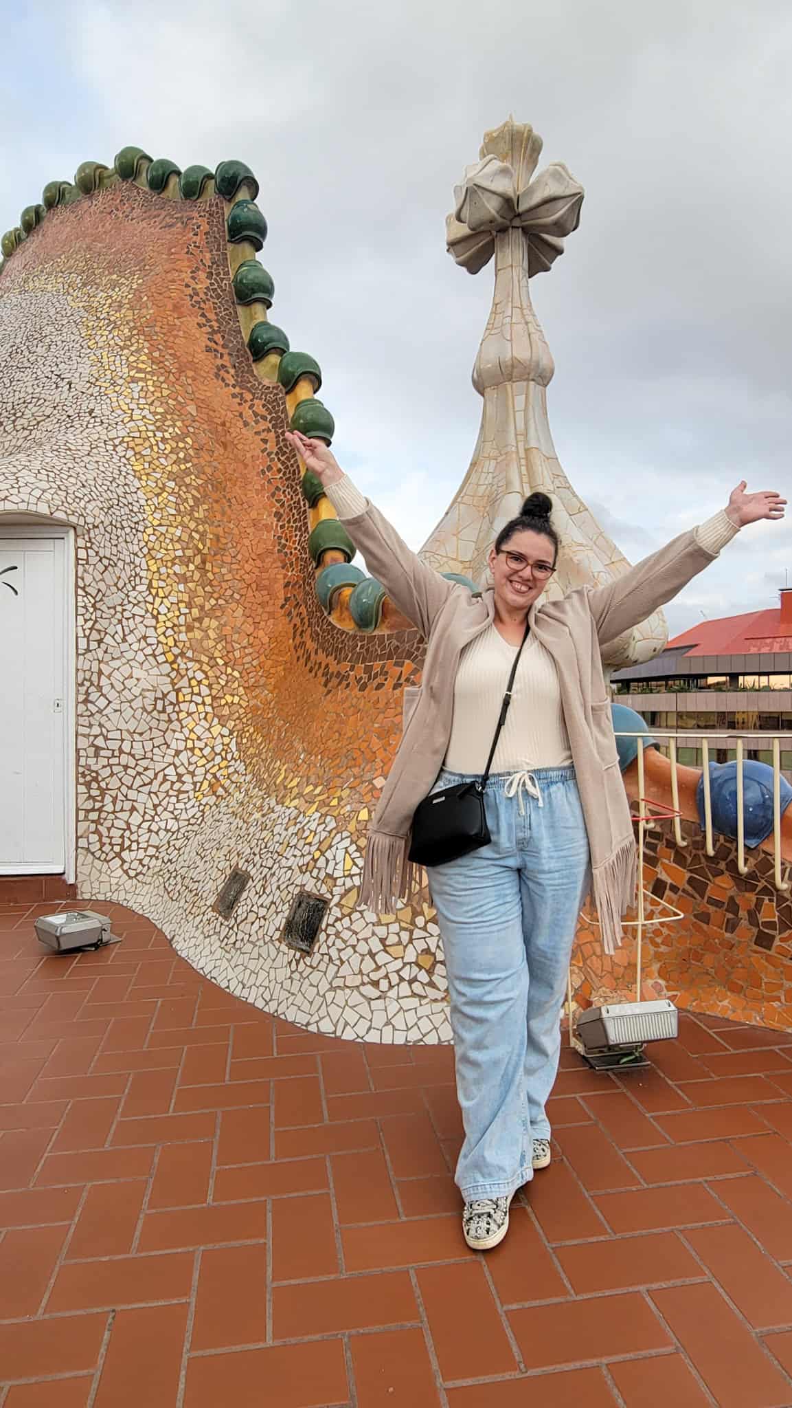 the author on casa batllo's rooftop terrace