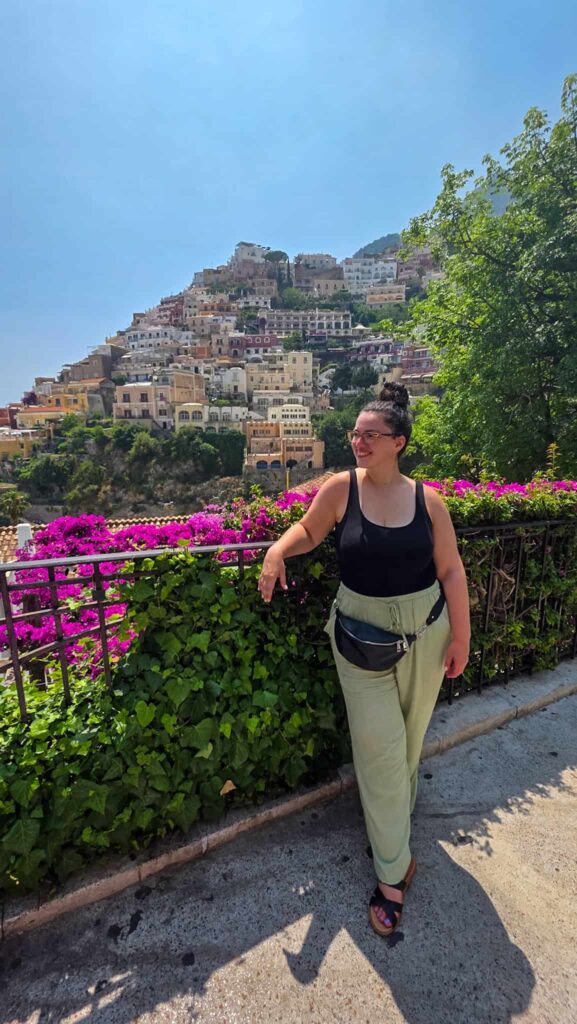 the author and a view of positano