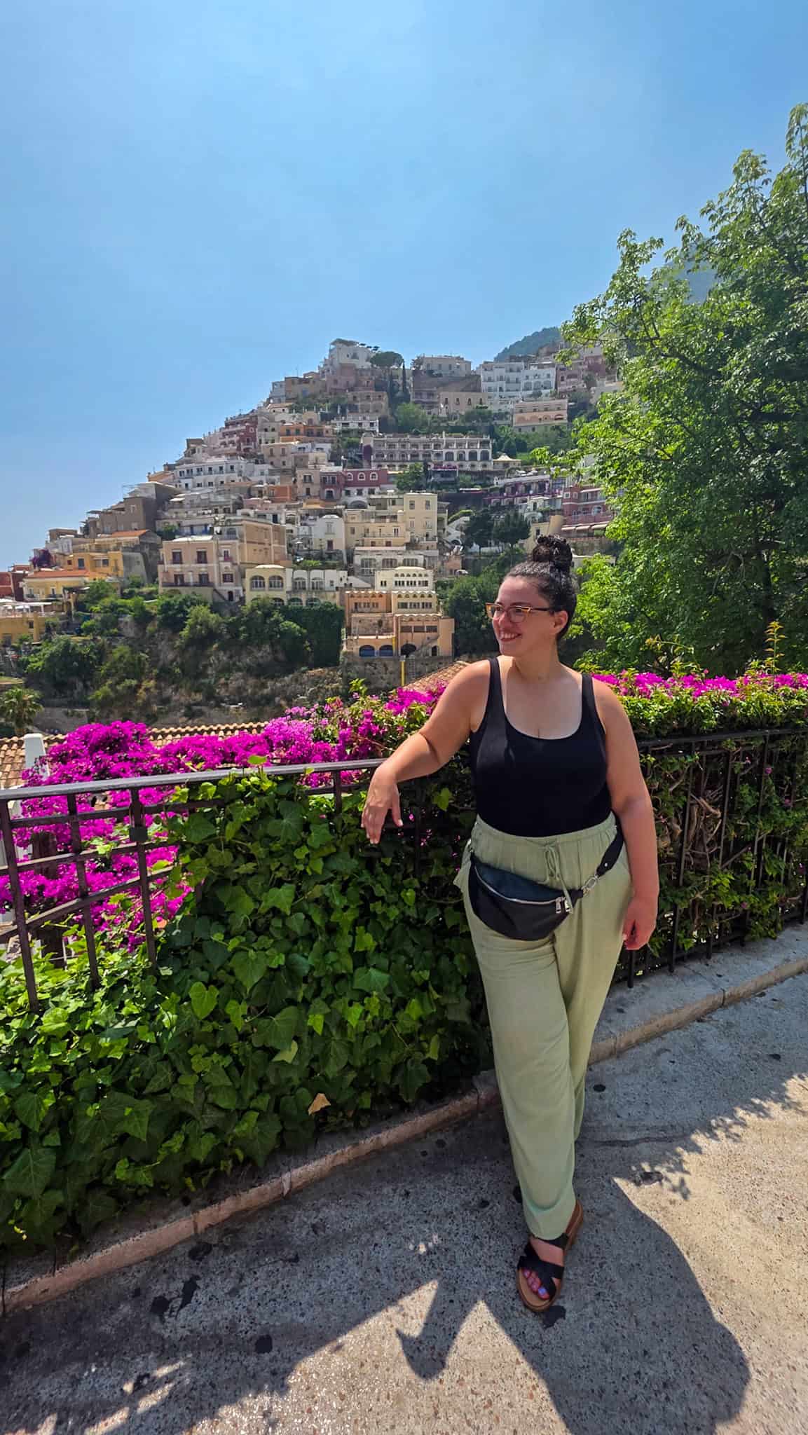 the author and a view of positano