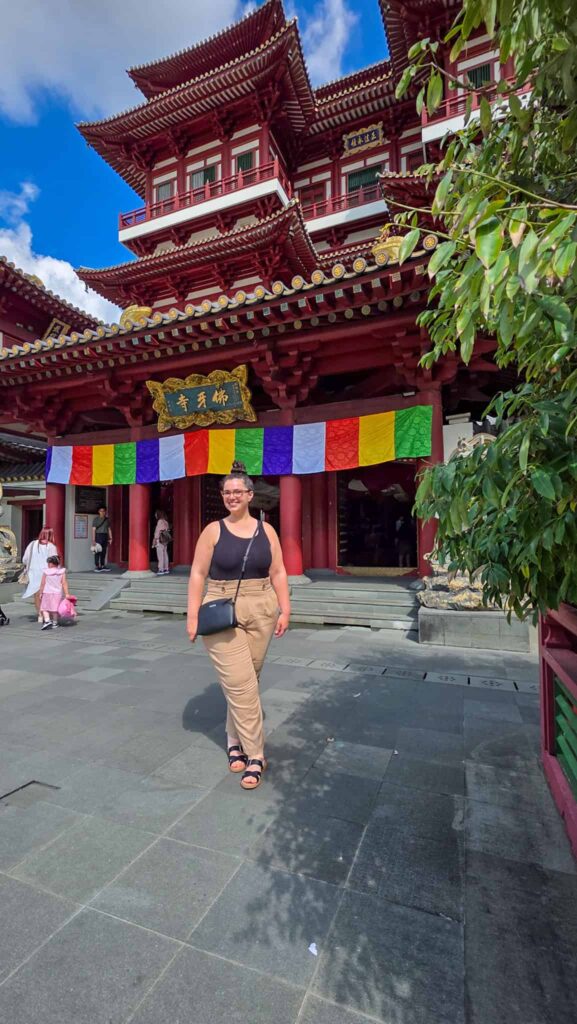 the author at the buddha tooth relic temple in singapore