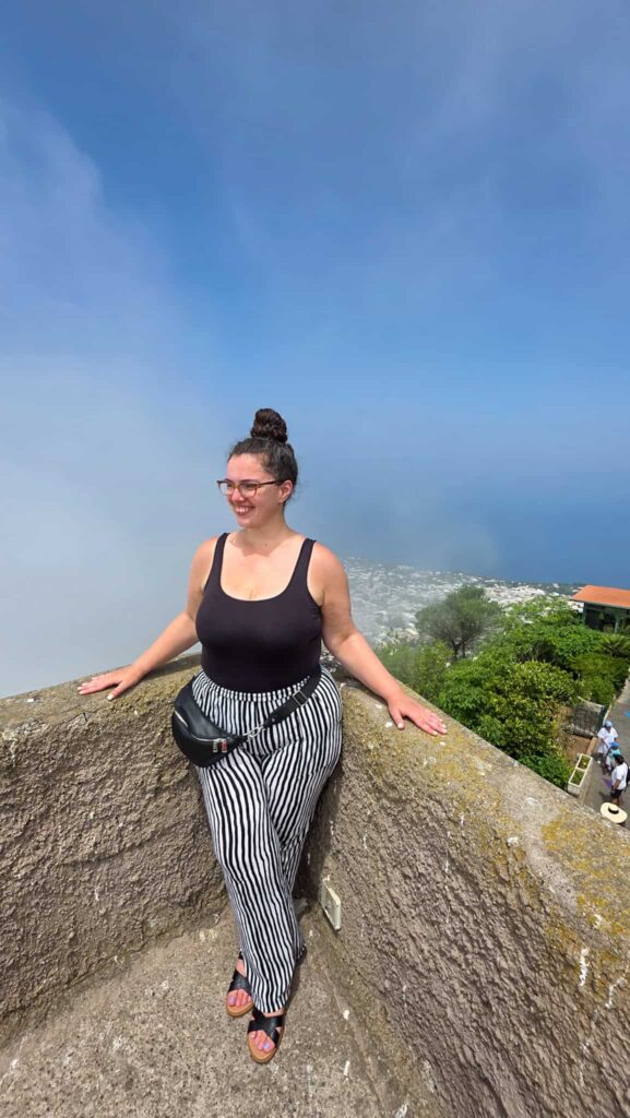 the author at the observation deck at the top of the monte solaro chair lift in capri