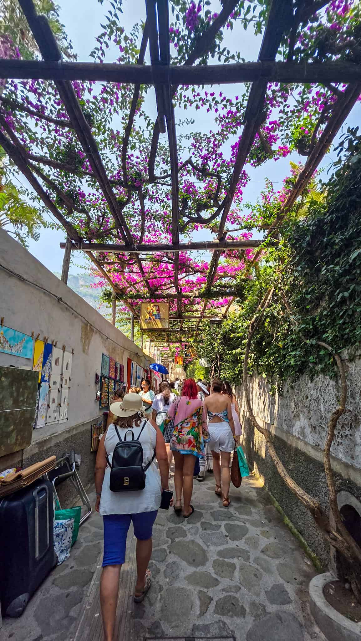 a narrow street in positano