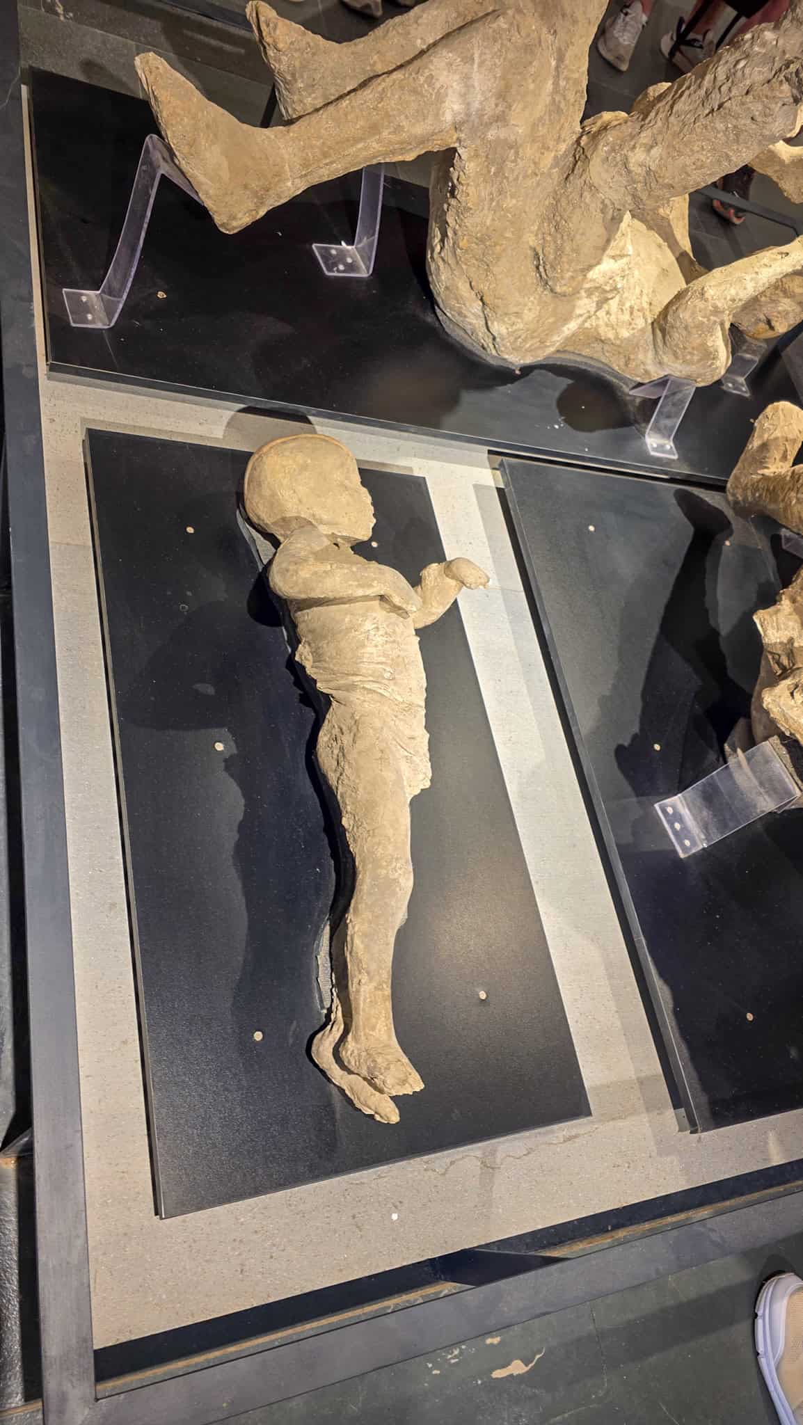 a plaster cast of a child in pompeii
