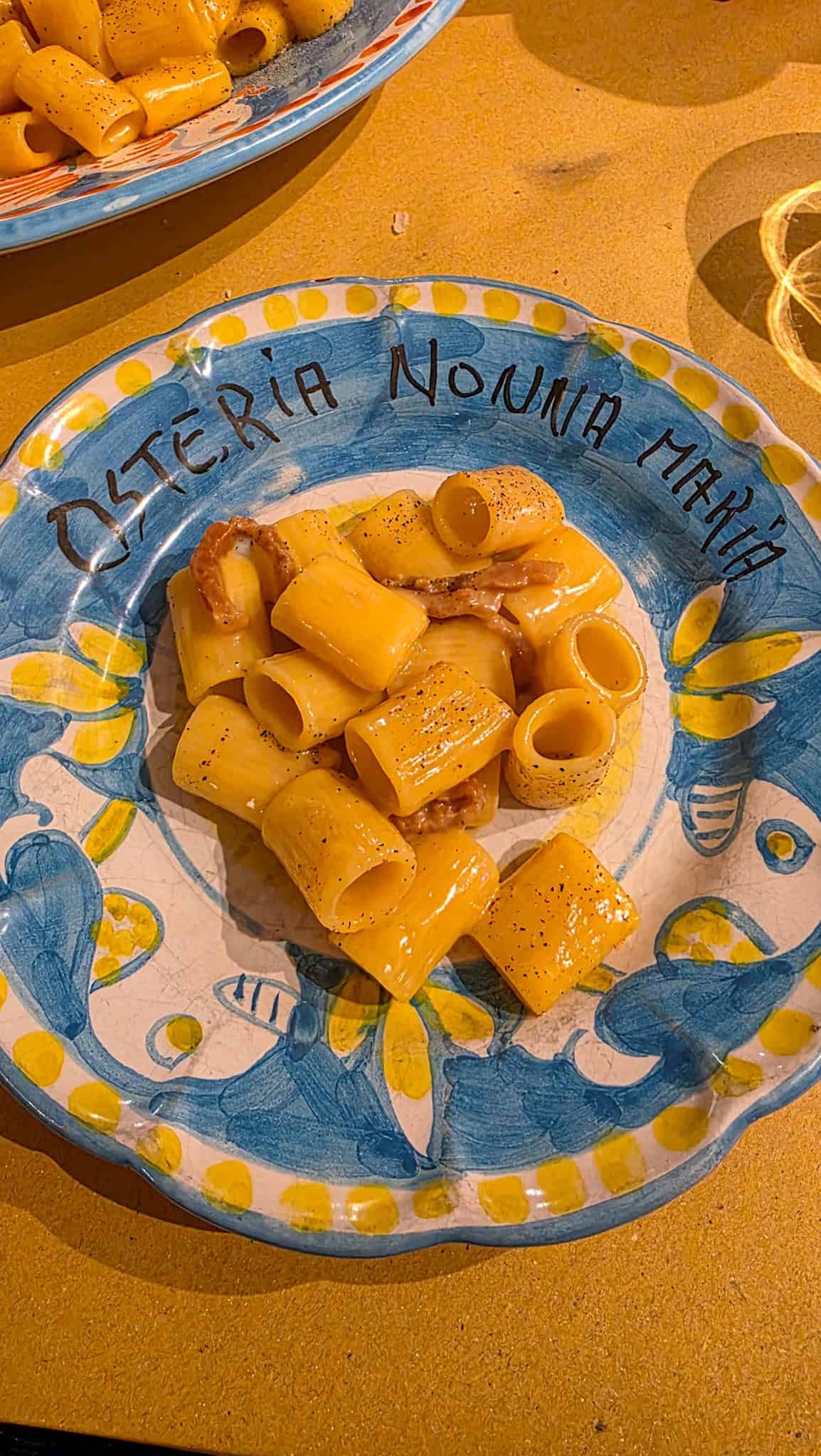 a plate of pasta at osteria nonna maria in salerno