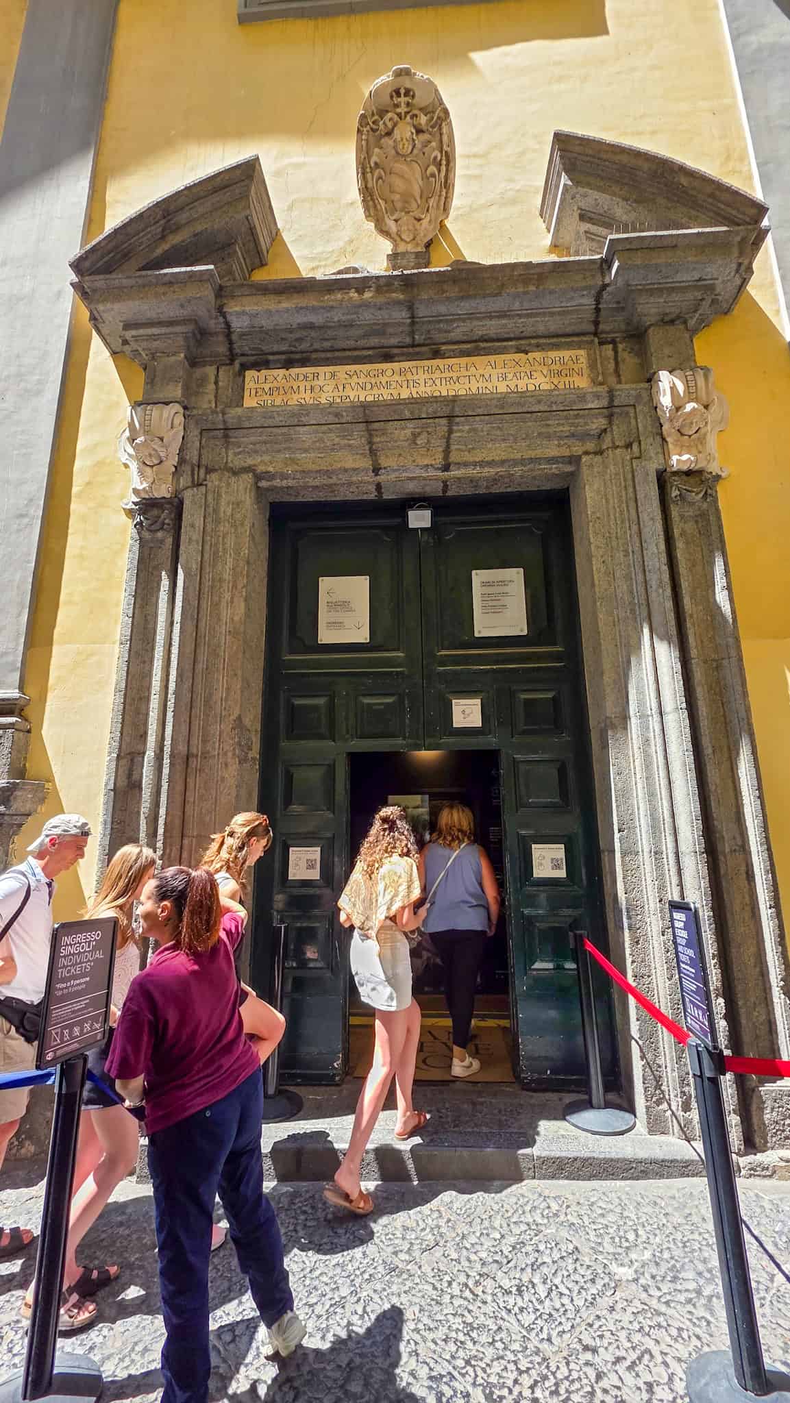 entrance to sansevero chapel museum in naples
