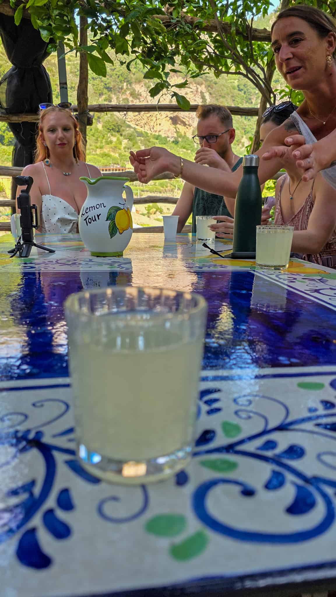 glass of lemonade at an amalfi lemon farm