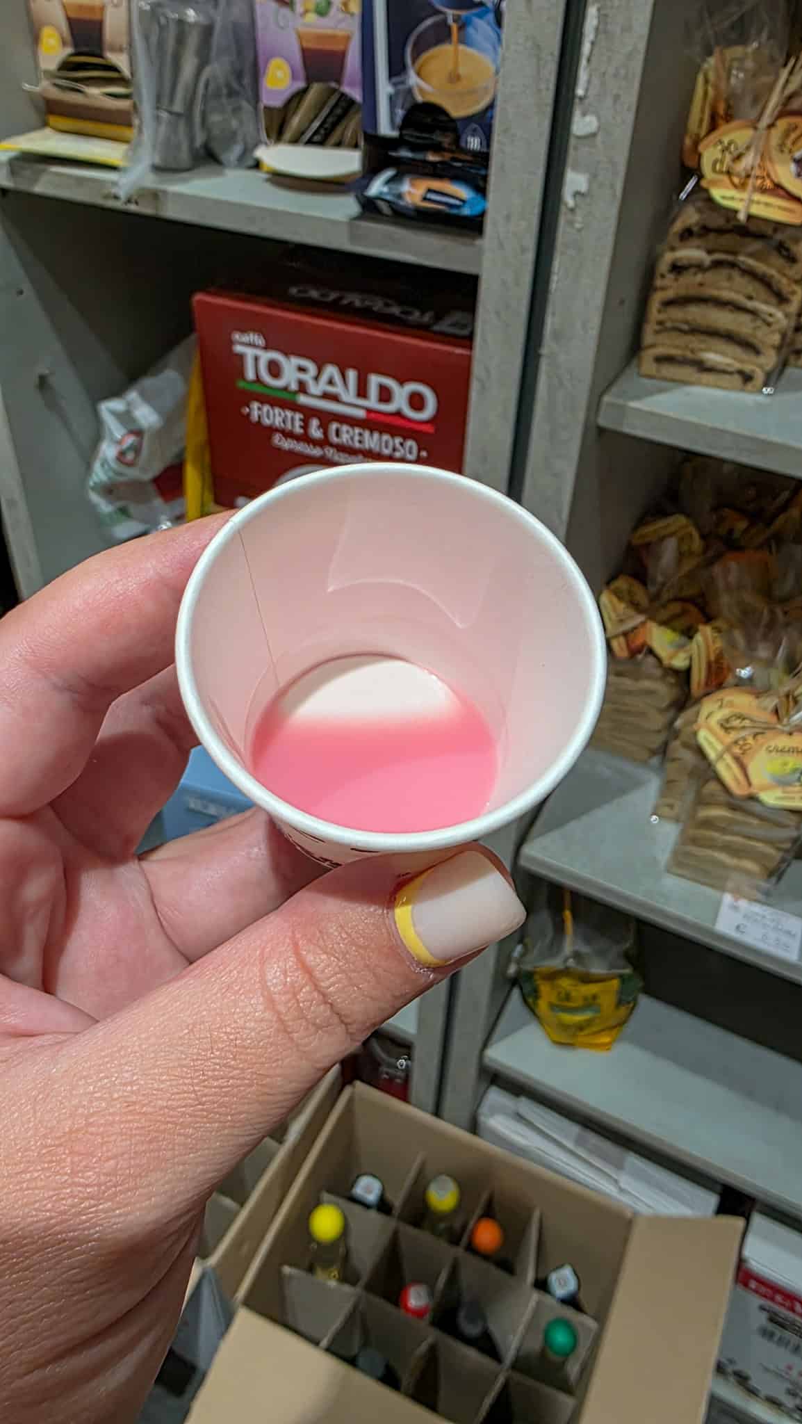 strawberry drink at maurizio russo distillery