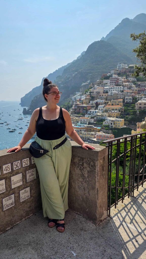 the author and the view from Positano, showcasing where to stay in Positano