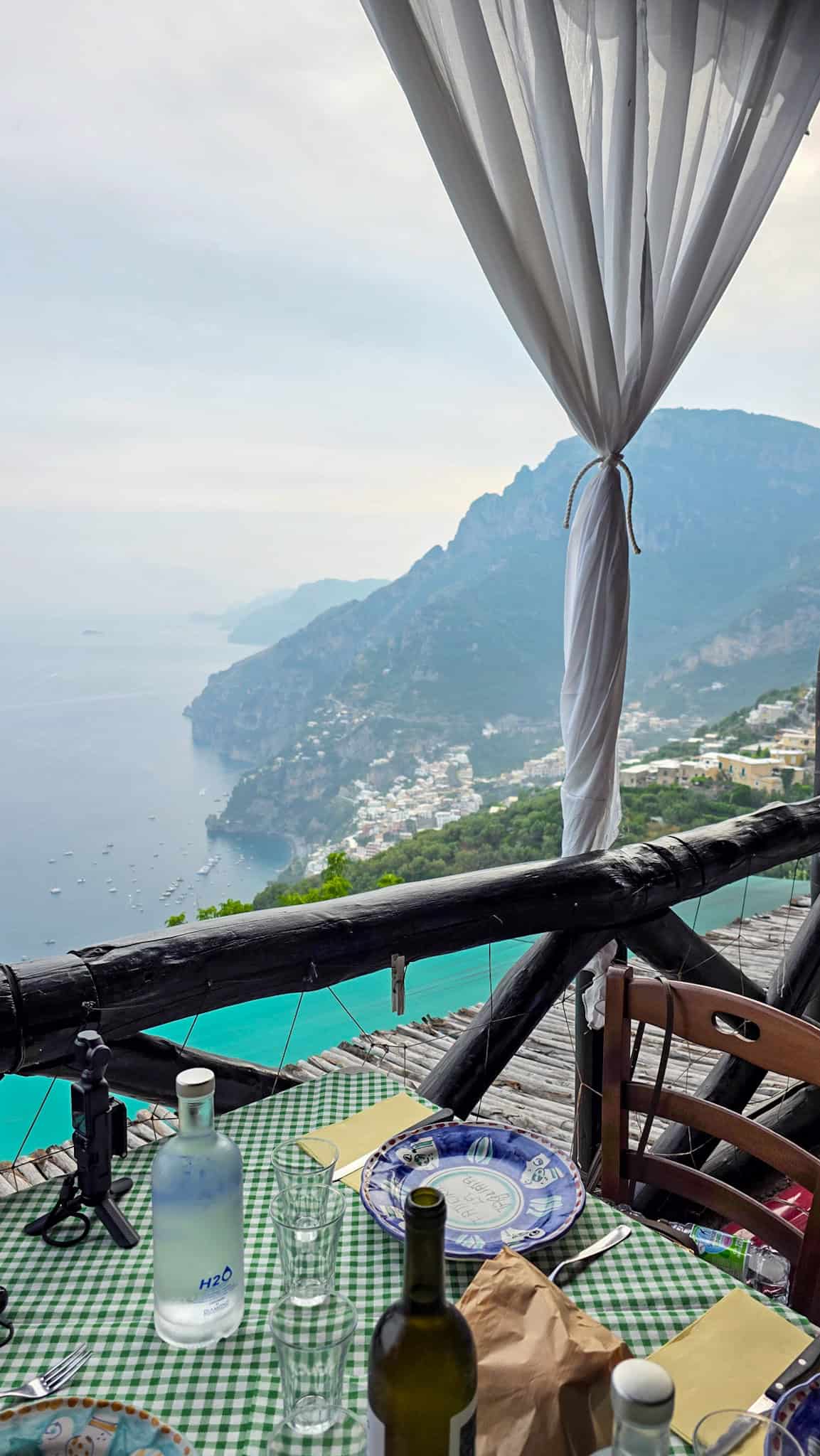 view from la tagliata restaurant in positano