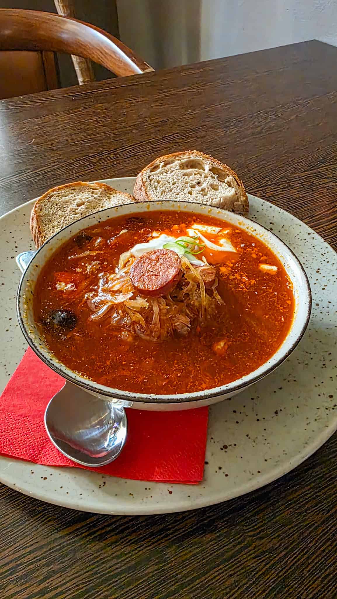 sour cabbage soup at meanto bratislava