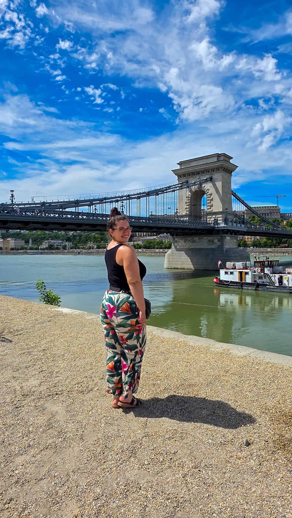 the author in front of the szechenyi chain bridge