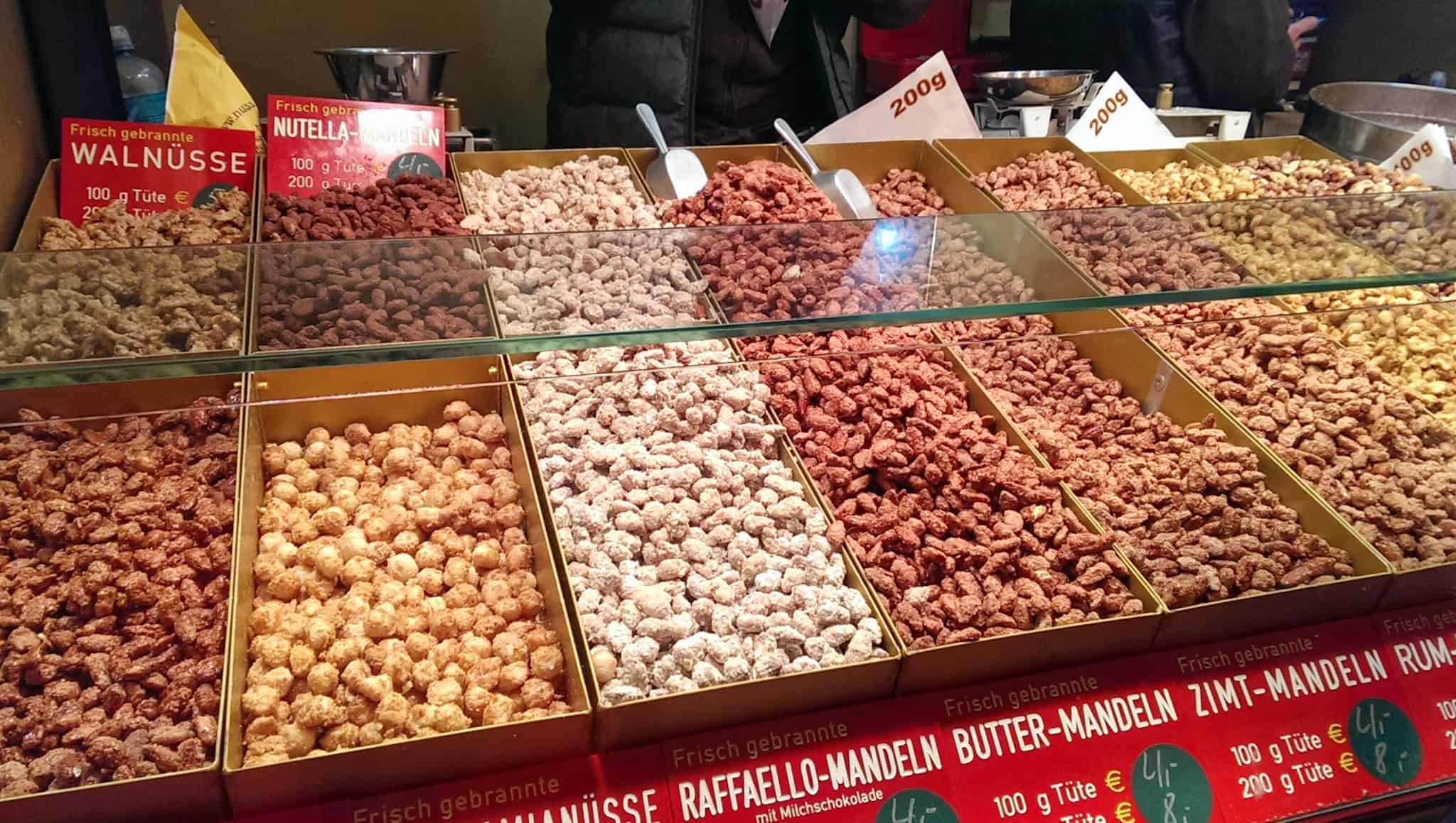 roasted nuts at a stall at vienna christmas market