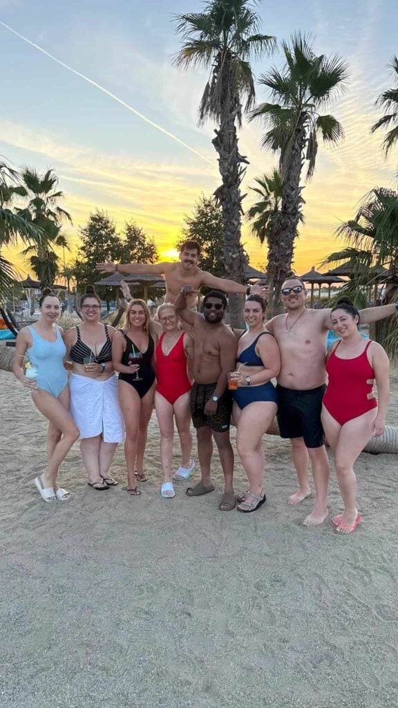 the author and the guests on her romania group trip at therme bucharest