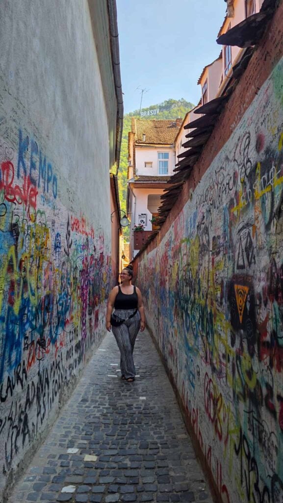 the author on rope street in brasov