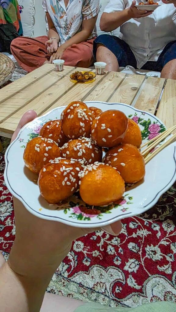 loqaimat at a traditional emirati restaurant in dubai