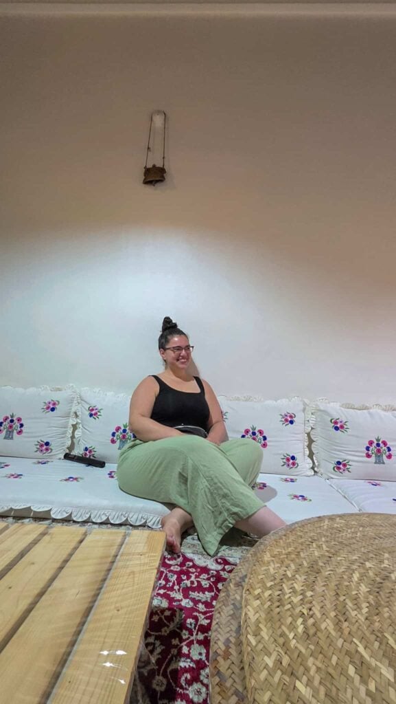 the author at a traditional emirati restaurant in dubai, on the one day dubai itinerary