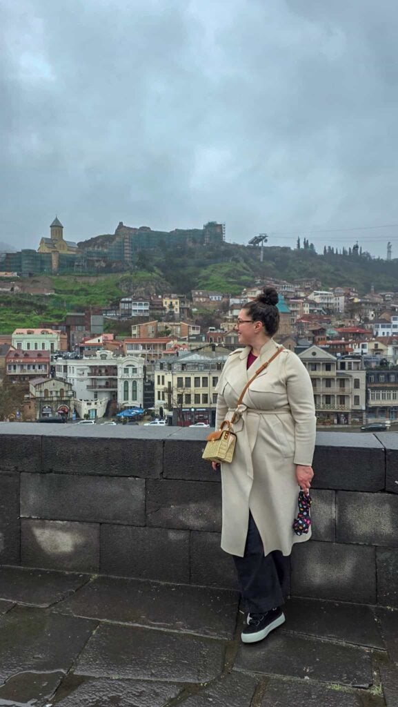the author with view from Metekhi Church