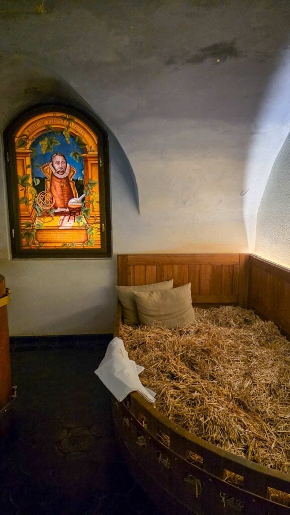 straw bed at beerland beer spa in prague