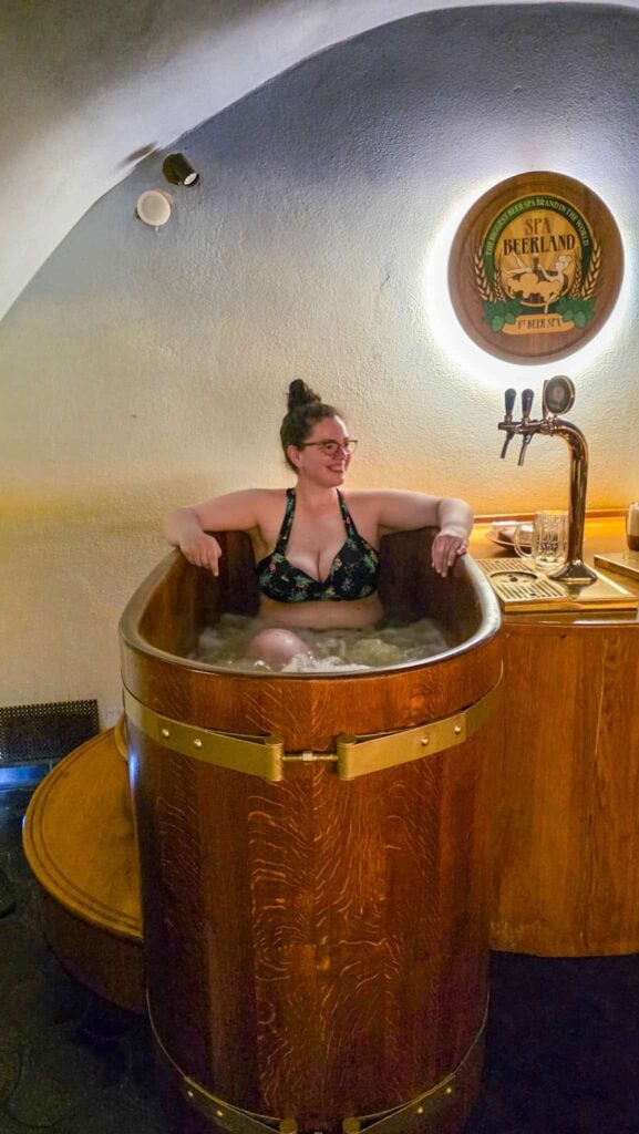the author at a beer spa in prague