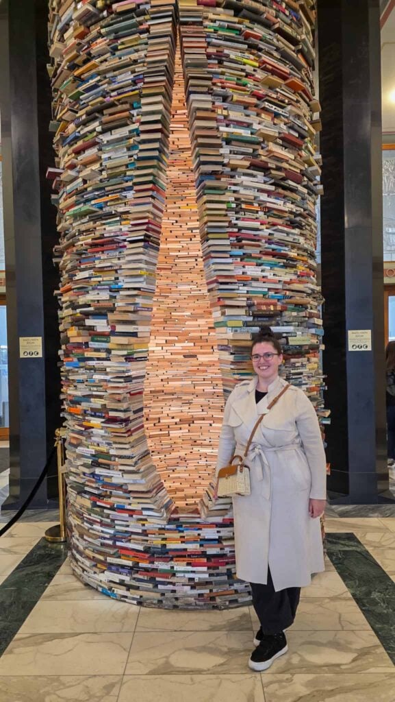 the author at the infinity book tower in prague