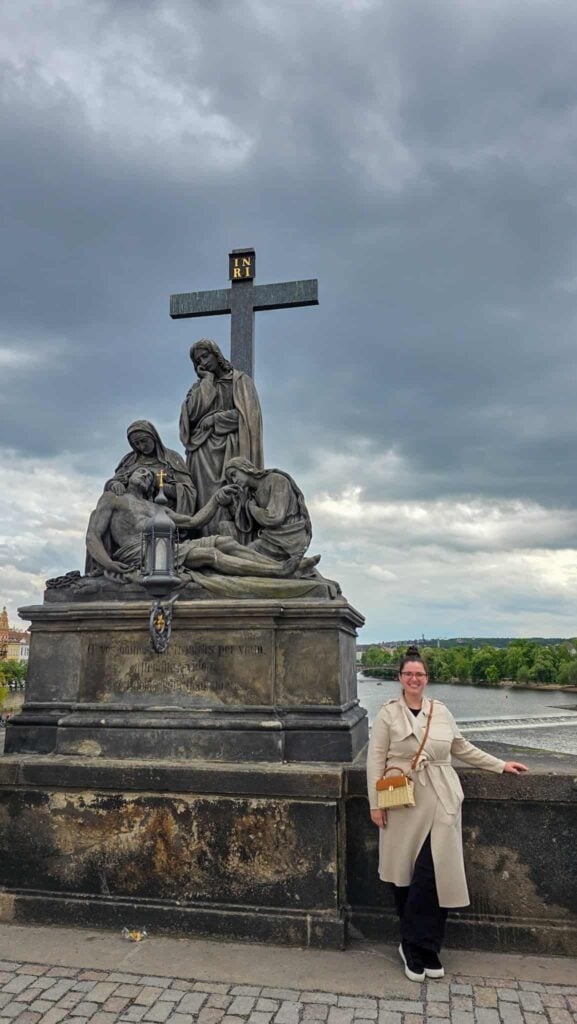 the author on charles bridge, the first stop in 2 days in prague