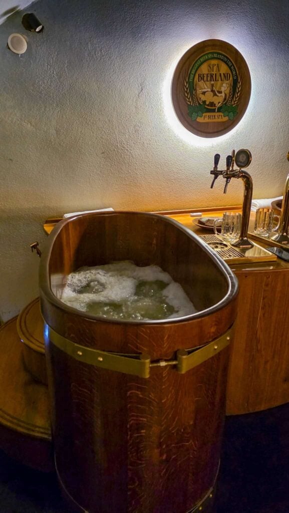 tub at beerland beer spa in prague