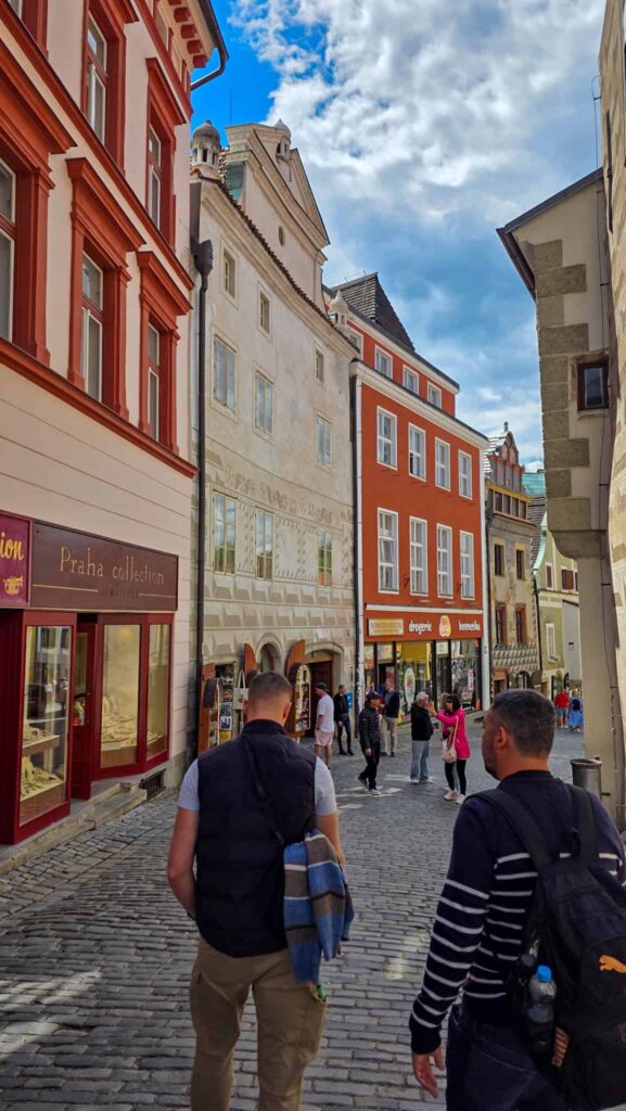 a street with colorful houses in cesky krumlov