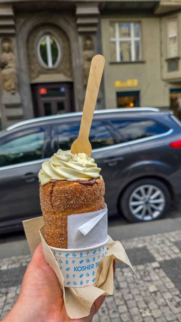 trdelnik with ice cream in prague