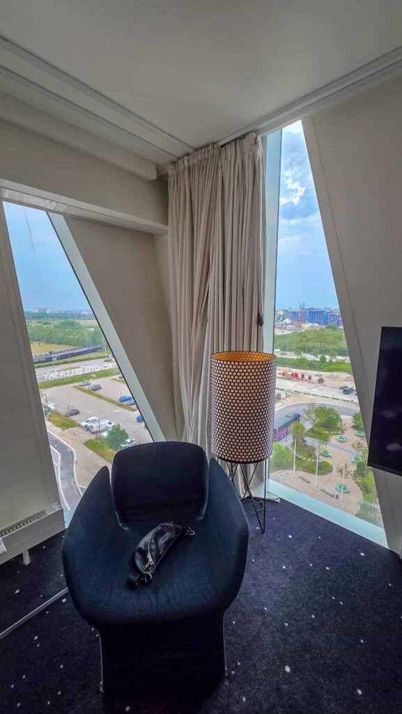 corner view from author's room at AC Hotel Bella Sky Copenhagen
