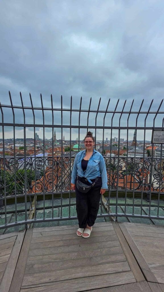 the author and the view from the Round Tower in Copenhagen