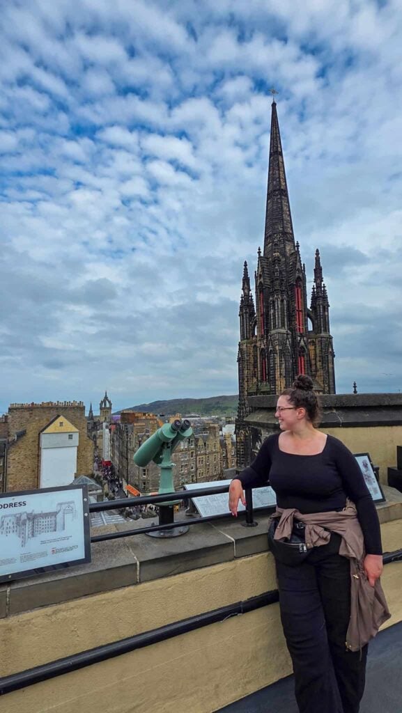 the author and the view from the rooftop of camera obscura edinburgh